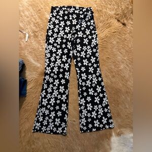 Urban Outfitters Black and White Floral Wide Leg Pants